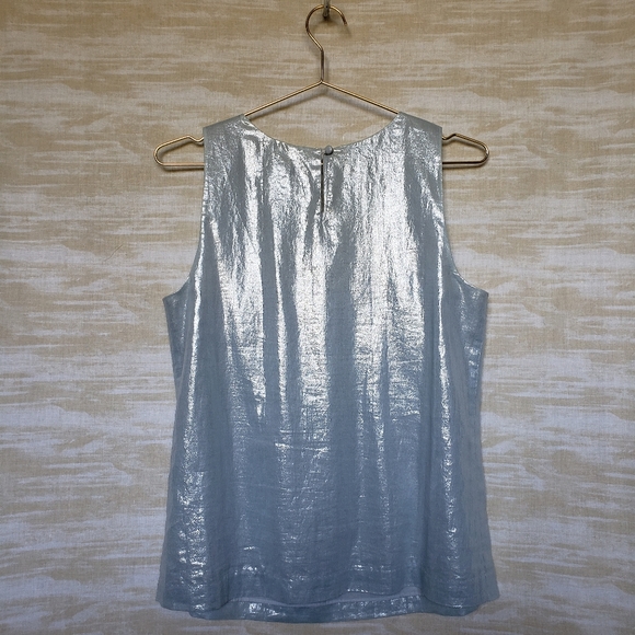 J. Crew sky blue shimmer Whisper Lamé Zoey top - Picture 2 of 4